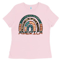 Bubblegum Pink America rainbow Ladies Tee - FaDigitalArtStudio