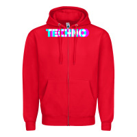 Red techno music t shirt Zipper Hoodie - linhVisuals