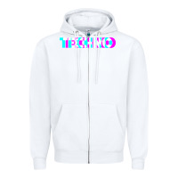 White techno music t shirt Zipper Hoodie - linhVisuals