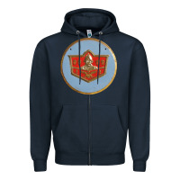 Navy desoto Zipper Hoodie - linhVisuals