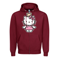 Burgundy kitty Zipper Hoodie - linhVisuals