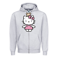 Heather Grey kitty Zipper Hoodie - linhVisuals