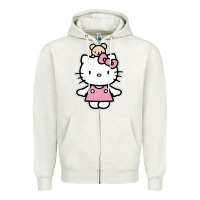 Oatmeal Heather kitty Zipper Hoodie - linhVisuals