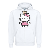 White kitty Zipper Hoodie - linhVisuals