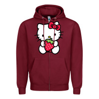 Burgundy kitty Zipper Hoodie - linhVisuals