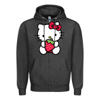 Charcoal Heather kitty Zipper Hoodie - linhVisuals