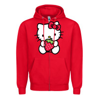 Red kitty Zipper Hoodie - linhVisuals