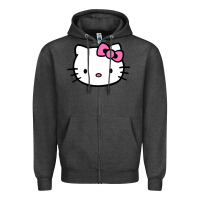 Charcoal Heather kitty Zipper Hoodie - linhVisuals