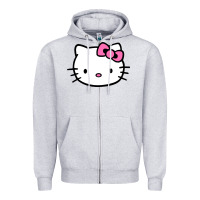 Heather Grey kitty Zipper Hoodie - linhVisuals