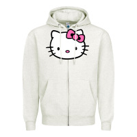 Oatmeal Heather kitty Zipper Hoodie - linhVisuals