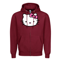 Burgundy kitty Zipper Hoodie - linhVisuals