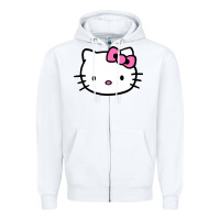 White kitty Zipper Hoodie - linhVisuals