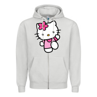 Dove Grey kitty Zipper Hoodie - linhVisuals