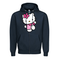 Navy kitty Zipper Hoodie - linhVisuals