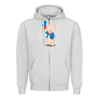 Dove Grey porky pig Zipper Hoodie - linhVisuals