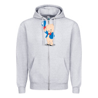 Heather Grey porky pig Zipper Hoodie - linhVisuals