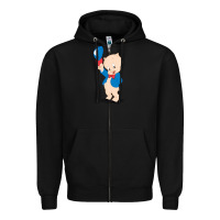 Black porky pig Zipper Hoodie - linhVisuals