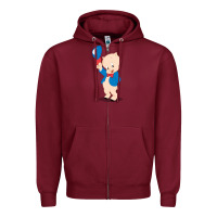 Burgundy porky pig Zipper Hoodie - linhVisuals