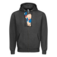 Charcoal Heather porky pig Zipper Hoodie - linhVisuals