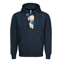 Navy porky pig Zipper Hoodie - linhVisuals