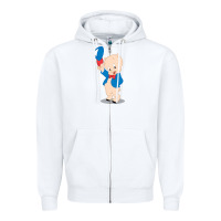 White porky pig Zipper Hoodie - linhVisuals