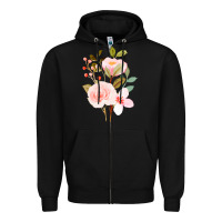 Black Bouquet Floral Zipper Hoodie - linhVisuals