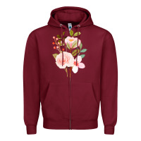 Burgundy Bouquet Floral Zipper Hoodie - linhVisuals