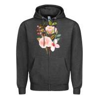 Charcoal Heather Bouquet Floral Zipper Hoodie - linhVisuals