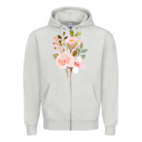Dove Grey Bouquet Floral Zipper Hoodie - linhVisuals