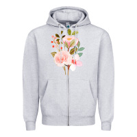 Heather Grey Bouquet Floral Zipper Hoodie - linhVisuals