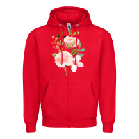 Red Bouquet Floral Zipper Hoodie - linhVisuals