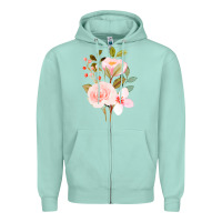 Seafoam Bouquet Floral Zipper Hoodie - linhVisuals
