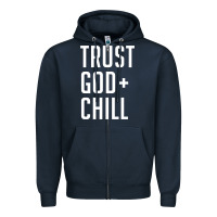 Navy trust god and chill tee vintage pullover hoodie Zipper Hoodie - linhVisuals