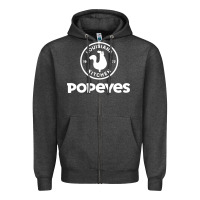 Charcoal Heather Popeyes Zipper Hoodie - linhVisuals