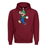 Burgundy luigi Zipper Hoodie - linhVisuals