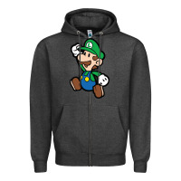 Charcoal Heather paper luigi Zipper Hoodie - linhVisuals