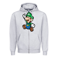Heather Grey paper luigi Zipper Hoodie - linhVisuals