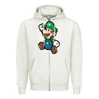 Oatmeal Heather paper luigi Zipper Hoodie - linhVisuals