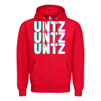 Red untz untz untz techno dubstep riddim raver dj party t shirt Zipper Hoodie - linhVisuals