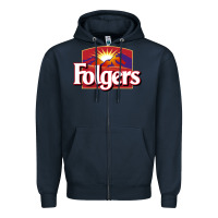 Navy folgers Zipper Hoodie - linhVisuals