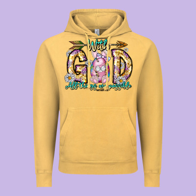 With God All Things Are Possible Easter Day Vintage Hoodie Designed By Cowhidedigitalart