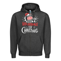Charcoal Heather i want hippopotamus for christmas hippo xmas gift Zipper Hoodie - linhVisuals