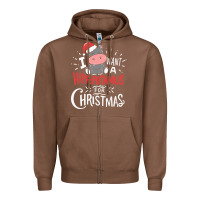 Chestnut i want hippopotamus for christmas hippo xmas gift Zipper Hoodie - linhVisuals