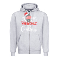 Heather Grey i want hippopotamus for christmas hippo xmas gift Zipper Hoodie - linhVisuals