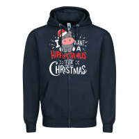 Navy i want hippopotamus for christmas hippo xmas gift Zipper Hoodie - linhVisuals