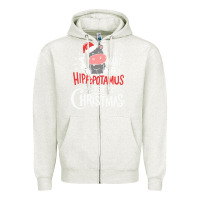 Oatmeal Heather i want hippopotamus for christmas hippo xmas gift Zipper Hoodie - linhVisuals