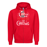 Red i want hippopotamus for christmas hippo xmas gift Zipper Hoodie - linhVisuals