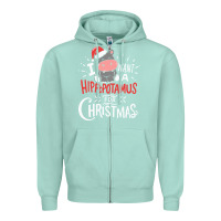 Seafoam i want hippopotamus for christmas hippo xmas gift Zipper Hoodie - linhVisuals