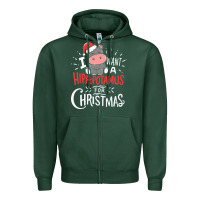 Sports Green i want hippopotamus for christmas hippo xmas gift Zipper Hoodie - linhVisuals