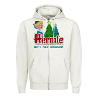 Oatmeal Heather hermie the elf dentistry    rudolph the red nosed reindeer Zipper Hoodie - linhVisuals